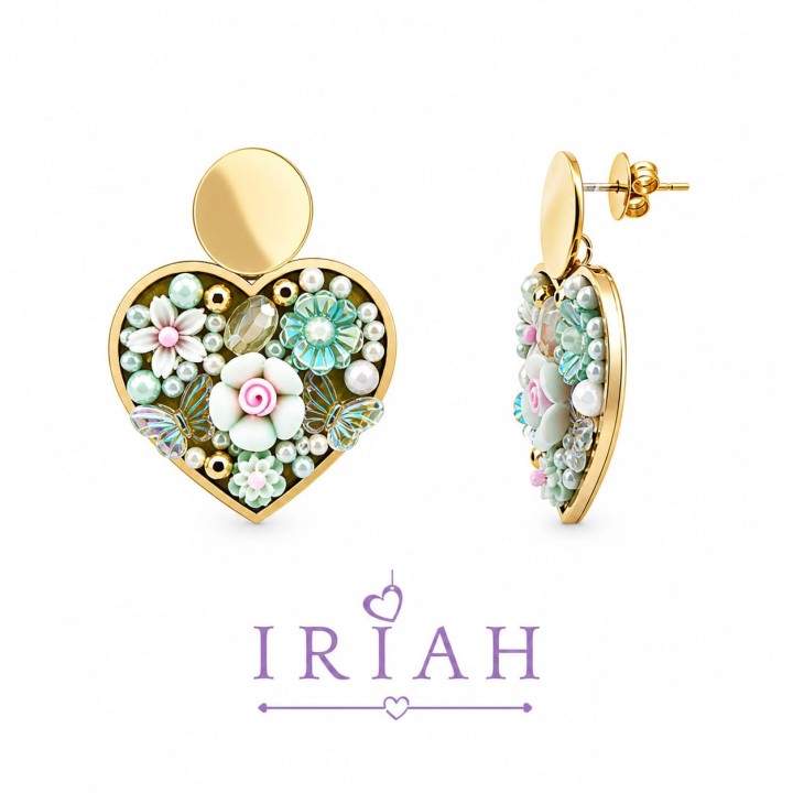 orecchini Blooming Heart VERDE ACQUA